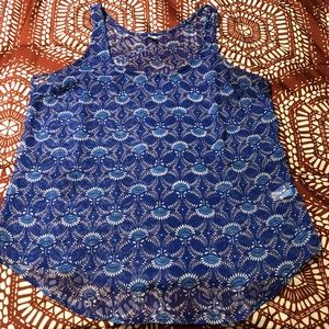 3/$15! Old Navy Blue Sheer Floral Tank XL